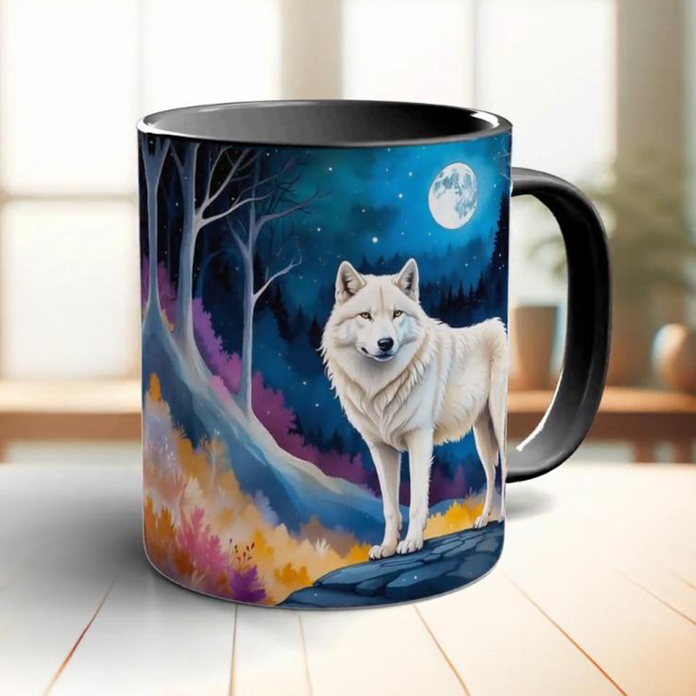 Coffee Tea Drawer Organizer - Caneca de café lua e lobo