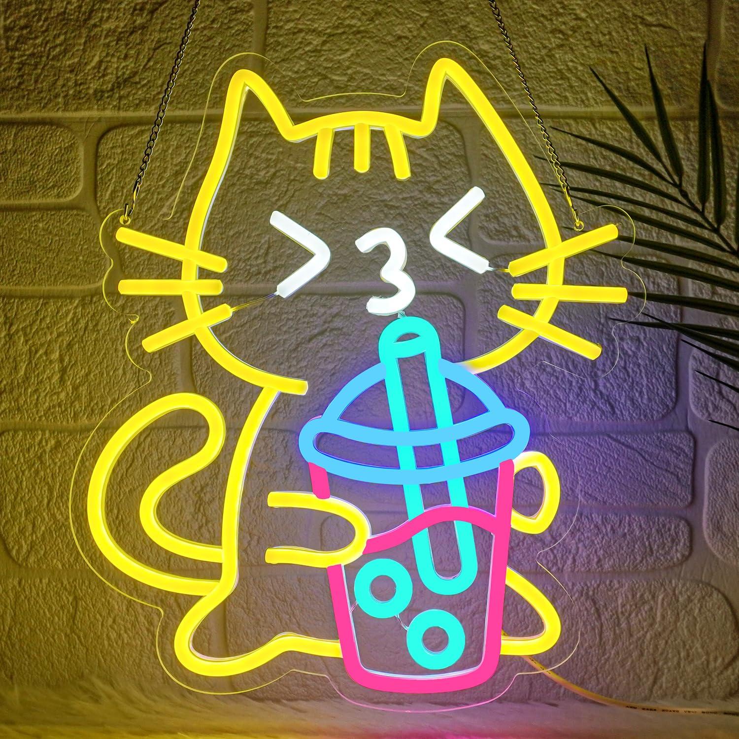 Coffee Tea Neon Sign - Letreiro Neon de Gato para Chá
