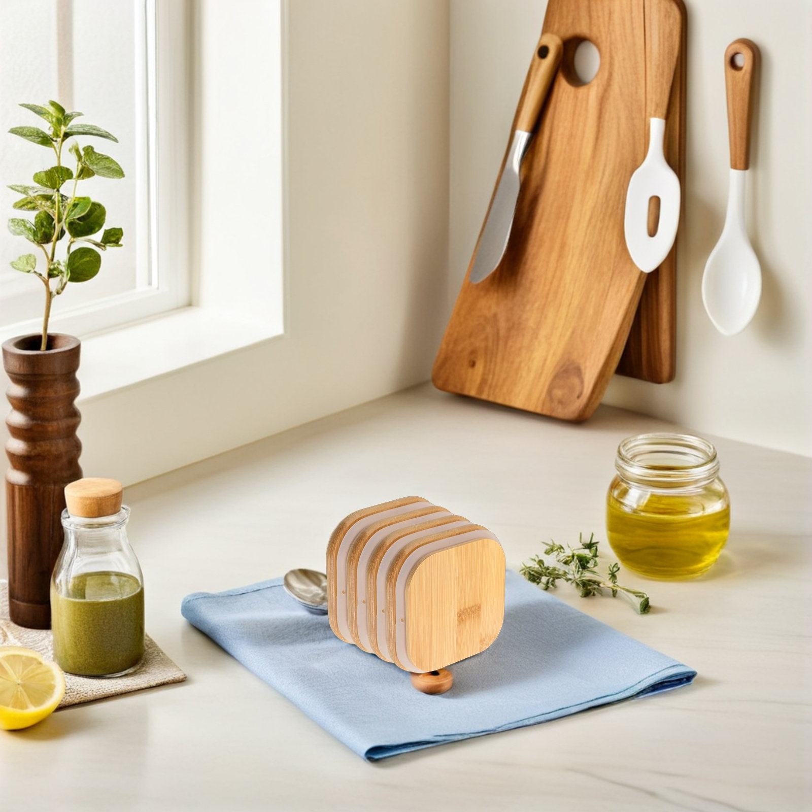 Coffee Tea Leaf And Bean - Conjunto de 4 Frascos de Vidro
