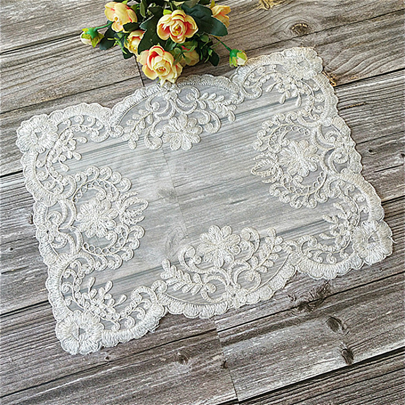 Coffee Tea Drawer Organizer - Europeu clássico laço branco bordado retangular
