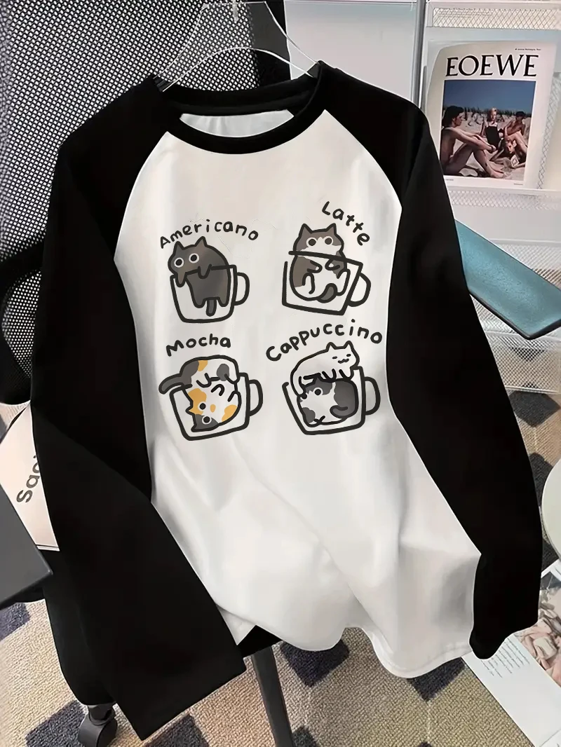 Coffee&Tea House Opinie - Camiseta de manga comprida com estampa