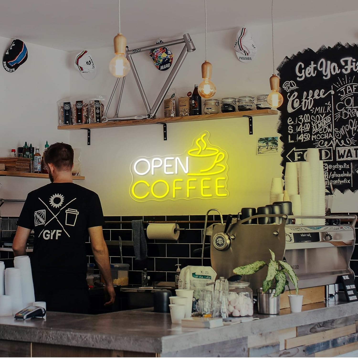 Café aberto led sinal de néon  - Coffee Tea Neon Sign avaliação e preço