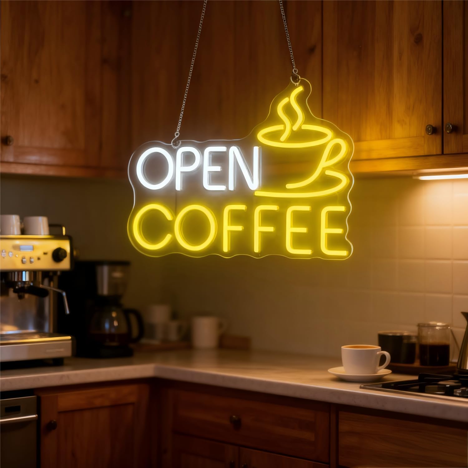 Café aberto led sinal de néon  - Coffee Tea Neon Sign avaliação e preço
